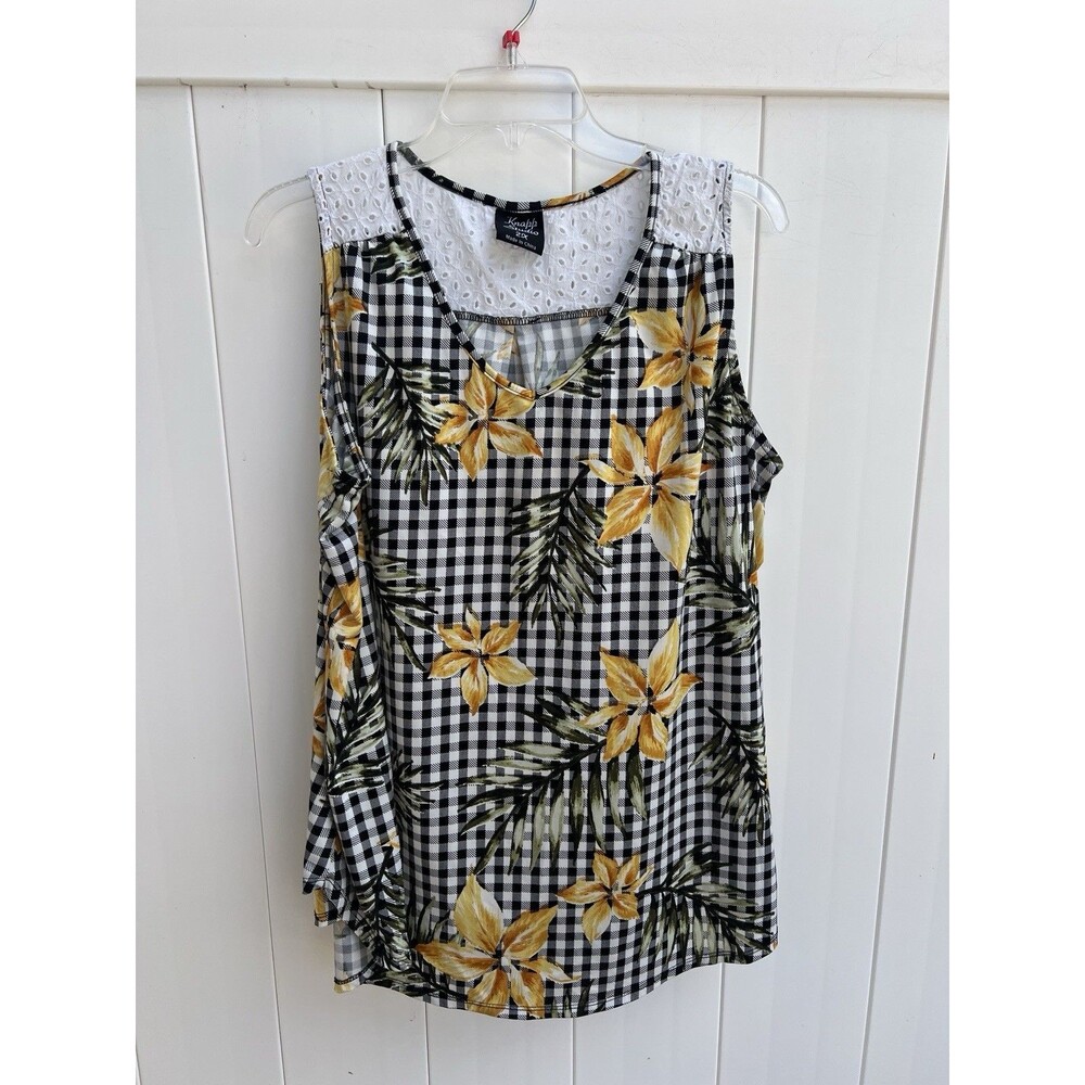 Knapp Studio Women’s 2X Sleeveless Tank Top Picnic Core Floral Lightweight
